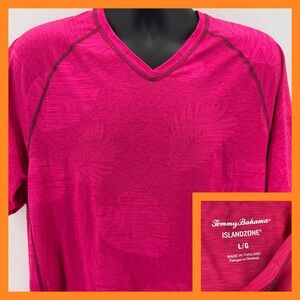 Tommy Bahama IslandZone Athletic‎ Top Womens Large Pink Floral V Neck Tee